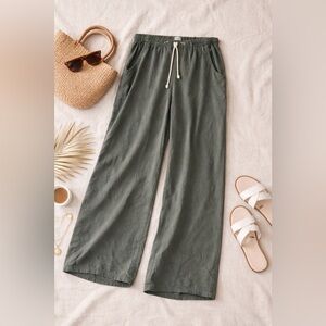 100% Tencel Travel Pants Olive Green Drawstring Relaxed Pants M/L Tasi